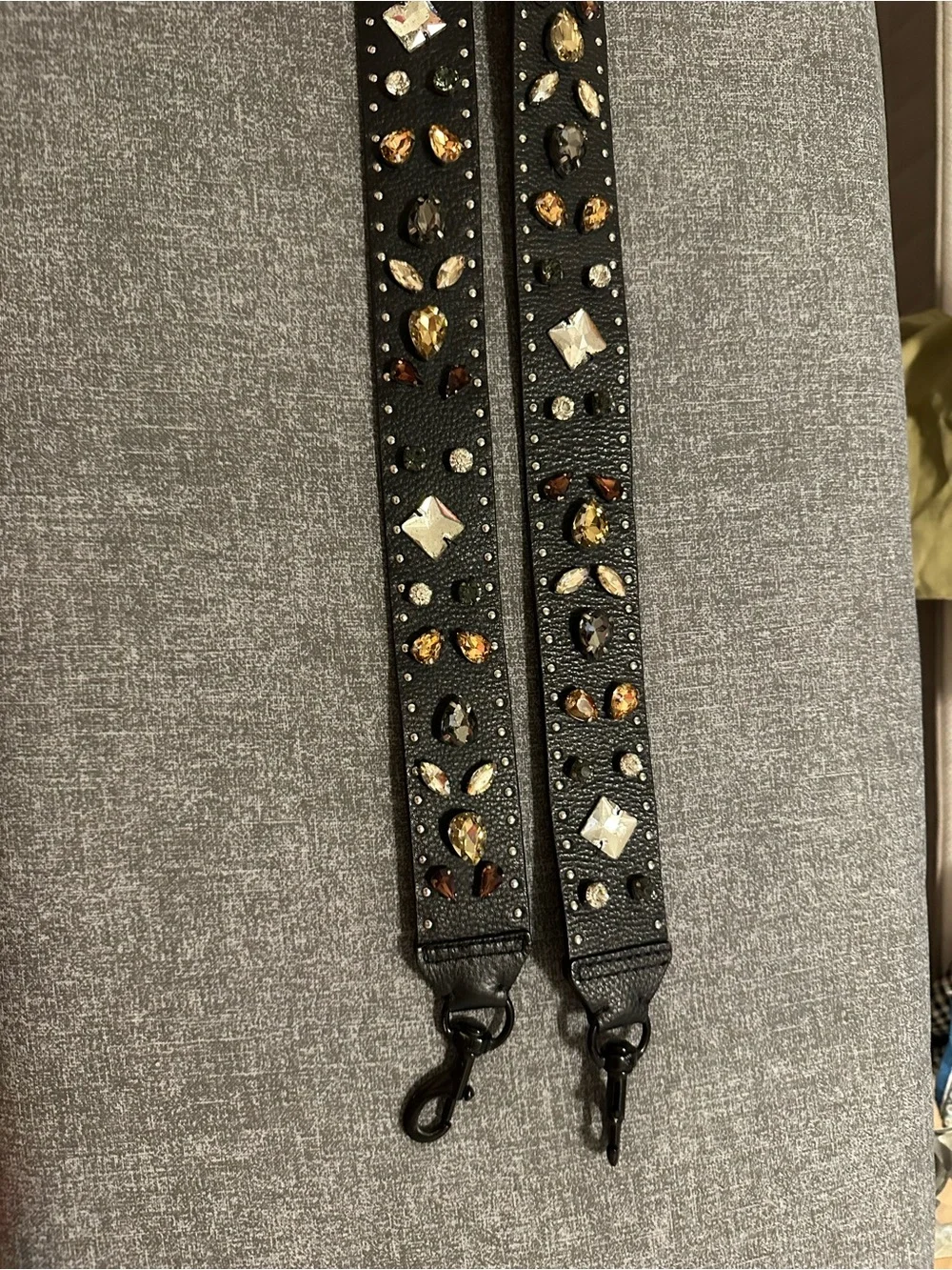 Rebecca Minkoff Black Embellished Detachable Bag Strap with Mixed Gems